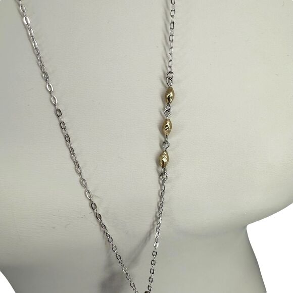 J. Jill Mixed Metal Rosemary Leaves Pendant Necklace & Earrings Silver Gold Tone - Picture 11 of 16
